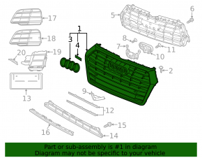 Radiator grill assembly Audi Q5 80A 18-20 black gloss without parking sensors, S-Line