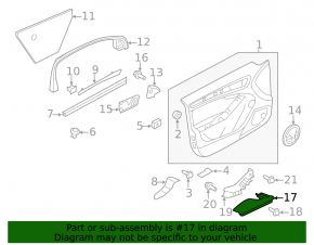 Door trim armrest card Audi Q5 8R 09-17 black leather, with window lifter trim, worn