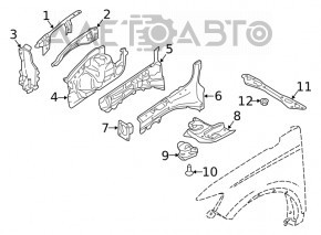 Front left quarter panel for Ford Edge 19-24 on body, graphite