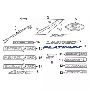 Emblem inscription PLATINUM tailgate Ford Explorer 20-24