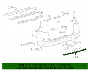 Rear bumper center molding for Lexus GX460 14-23 rest.