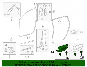Rear left door sill plate for Toyota Highlander 14-19, black