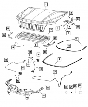 Jeep Cherokee KL 14 Hood Lock - with Sensor