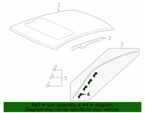 Honda CRV 17-22 roof lining retaining clip, green, front