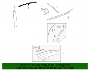 Upper rear right door molding for Lexus NX 22-25 chrome