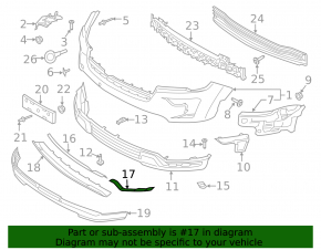 Front bumper molding right Ford Explorer 18-19 rest black
