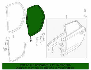 Door seal rear left Audi A6 C7 12-18