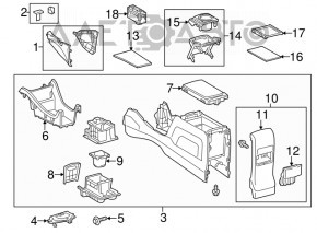 Toyota Prius V 12-14 center console, armrest, and cup holders, beige, complete