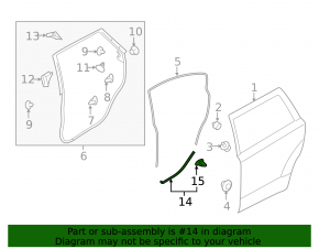 Subaru Outback 15-19 rear left door seal lower