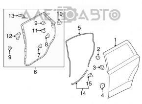 Subaru Outback 15-19 rear left door seal lower