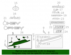 Lower tailgate trim Toyota Rav4 19 - structure, scratches, tears