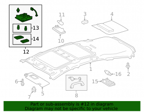 Front light for Toyota Prius V 12-17 under sunroof