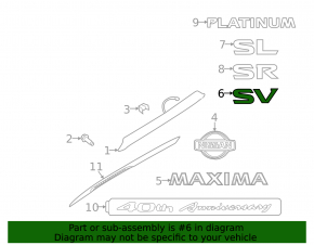 Nissan Altima 13-15 Trunk Lid SV Emblem