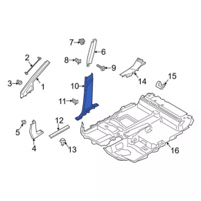 Lower right center pillar trim for Ford Transit Connect MK2 13-18