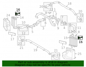 Upper left intercooler bracket for Audi Q8 19-25 (metal + rubber)