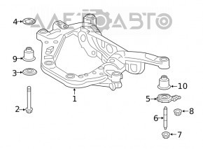 Rear subframe Toyota Venza 21- AWD with levers for spring