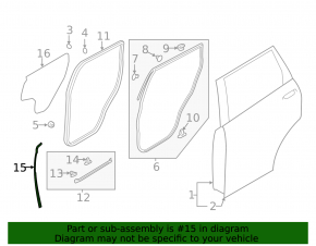 Mitsubishi Outlander 14-21 rear left door seal front