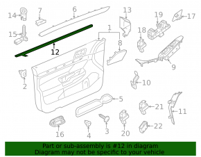 Glass seal front left inner VW Jetta 11-18 USA