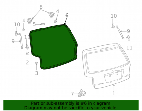 Rubber seal for the tailgate of a Toyota Highlander 2001-2007