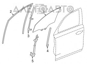 Glass seal front left Acura MDX 14-20