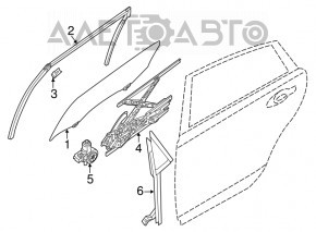 Door trim triangle side rear left Nissan Altima 13-18 without guide
