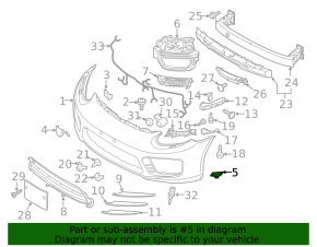 Front bumper headlight washer plug left Porsche Panamera 14-16
