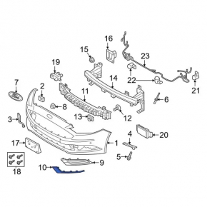 Front bumper molding left Ford Fusion mk5 17-18 under fog lights SIGNEDA