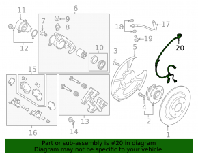 ABS sensor rear left Mazda CX-9 16-21 chip broken