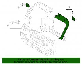Right tailgate trim Volvo XC90 16-22 black