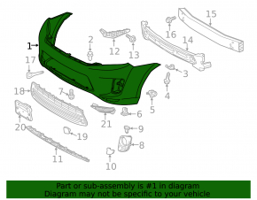 Front bumper bare Toyota Highlander 11-13 hybrid