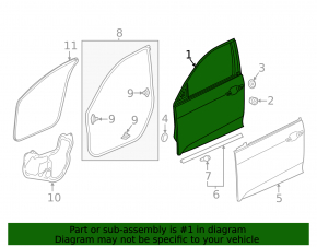 Bare front right door for Honda Civic XI FE/FL 22-24