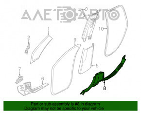 Rear left door sill plate for Jeep Compass 17-26, black, scratches
