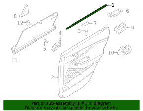 Inner door glass seal, rear right, Hyundai Santa FE 19-23