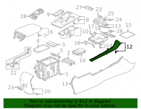 Honda Civic XI FE/FL 22-26 black center console trim, upper right side