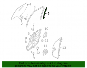 Right rear door glass guide for Mazda CX-7 06-12