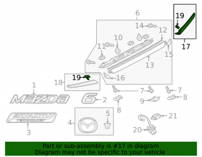 Right trunk lid molding for Mazda 6 14-17
