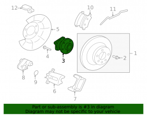 Rear left hub Volvo XC60 10-17 AWD