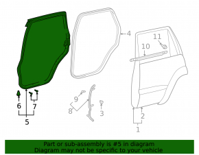 Rear left door seal Lexus GX470 03-09