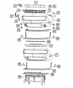 Bare front bumper Dodge Challenger 15-19 rest