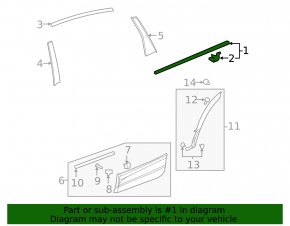Molding door-glass central rear right Honda CRV 17-22 chrome