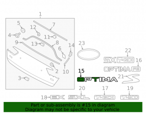 Emblem inscription OPTIMA overlays under the number of the trunk lid Kia Optima 16-20