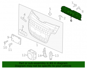 Radiator grille mount for Audi A4 B8 13-16 rest