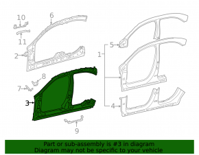 The central right body pillar of the Mercedes A-class V177 19-22 on the body