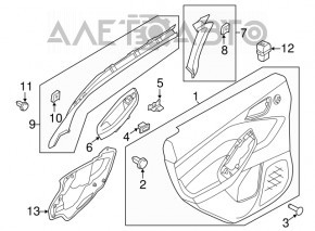 Door trim panel rear right Ford Focus mk3 11-18 gray with black insert