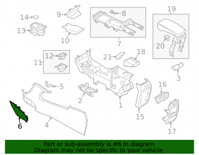Lincoln MKC 15-19 black center console trim, left front side