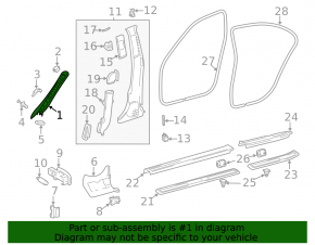 Mercedes W211 front left pillar trim, gray