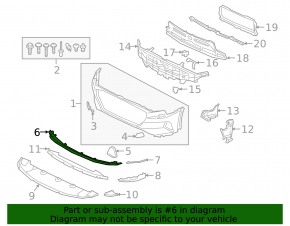 Front bumper center lip Audi E-Tron 19-23, gloss black, Quattro