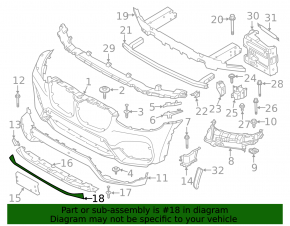 Molding lower front bumper trim BMW X3 G01 18-21 chrome
