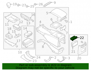 Infiniti JX35 QX60 13 center console air duct deflector - beige, broken fasteners