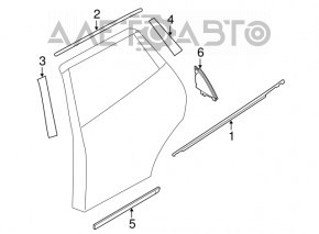 Upper rear right door molding Nissan Rogue 14-20 chrome